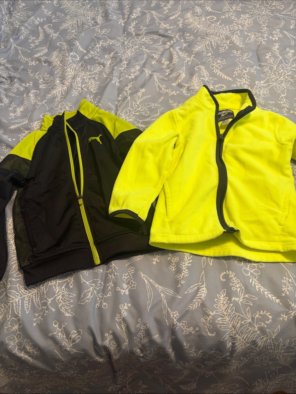 Puma Neon Yellow and Black Kids Jacket and Carters Yellow jacket bundle. 4T